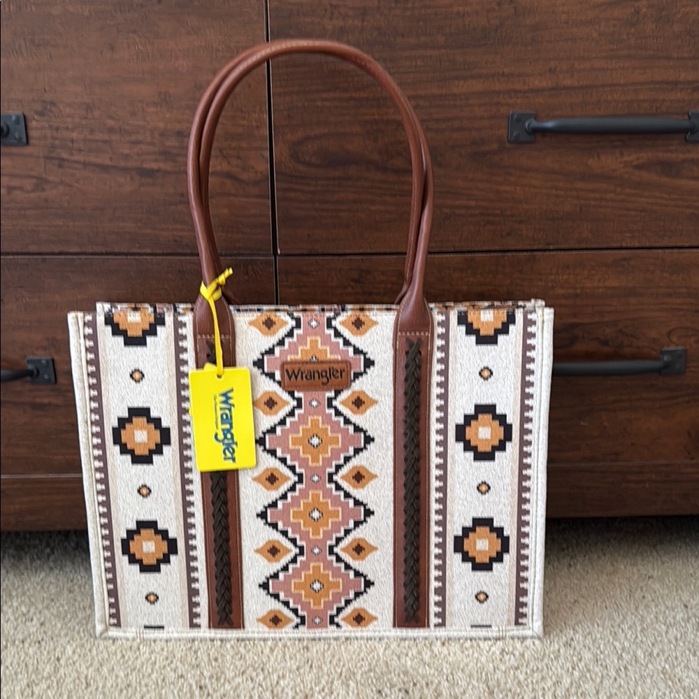 Wrangler Women's Geometric Tan and Brown Bag